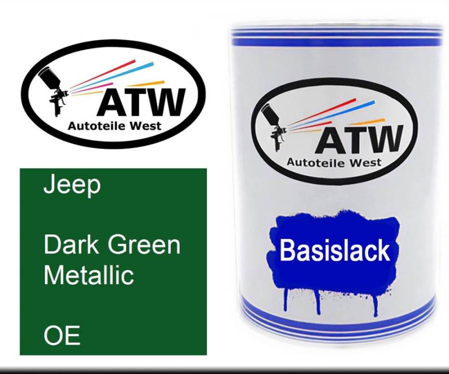 Jeep, Dark Green Metallic, OE: 500ml Lackdose, von ATW Autoteile West.